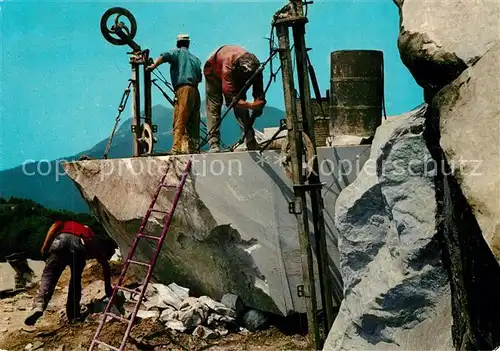 AK / Ansichtskarte Carrara Marmorsteinbruch Schnitt mit Helicoidaldraht Carrara