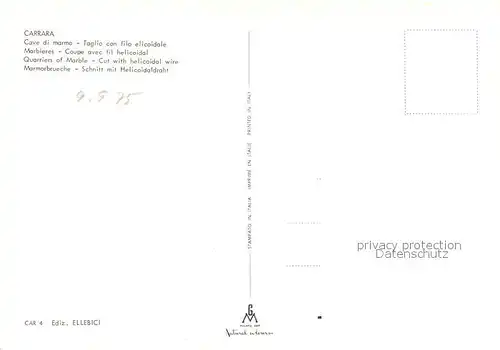 AK / Ansichtskarte Carrara Marmorsteinbruch Schnitt mit Helicoidaldraht Carrara