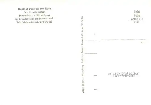 AK / Ansichtskarte Huzenbach Gasthof Pension zur Rose Huzenbach