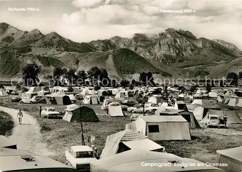 AK / Ansichtskarte Chiemsee Campingplatz Roedlgries mit Kampenwand Chiemsee