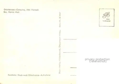 AK / Ansichtskarte Wertach Gruentensee Camping Wertach