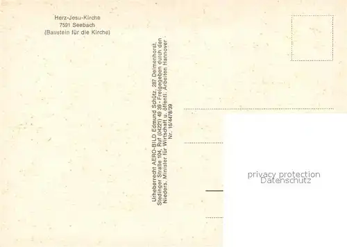 AK / Ansichtskarte Seebach_Ottenhoefen_Schwarzwald Herz Jesu Kirche Fliegeraufnahme Seebach_Ottenhoefen