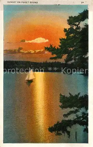 AK / Ansichtskarte Puget_Sound Sunset Nature 