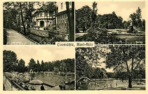 AK / Ansichtskarte Huels_Marl Loemuehle Garten Schwimmbad  Huels_Marl