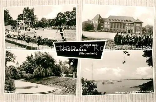AK / Ansichtskarte Dinslaken Freibad Hiesfeld Kreisverwaltung Burgtheater Rheinpartie Goetterswickerhamm Dinslaken