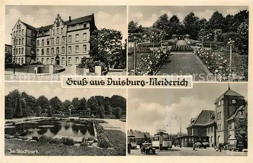 AK / Ansichtskarte Meiderich_Duisburg St Elisabeth Hospital Rosengarten Stadtpark Bahnhof Meiderich Duisburg