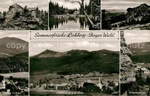 AK / Ansichtskarte Lohberg_Lam Schutzhaus Gr Osser Gr Arbersee Gr Arber Panorama Arberschutzhaus Lohberg_Lam