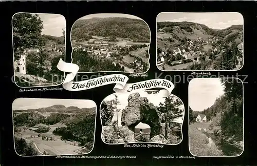 AK / Ansichtskarte Eschenbach_Hersbruck Panorama Hirschbach Hirschbachtal mit Mittelbergwand Toerle im Norissteig Stoffelmuehle 