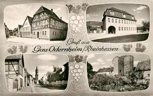 AK / Ansichtskarte Gau Odernheim Ortsmotive Fachwerkhaus Kirche Ruine Bromsilber Gau Odernheim