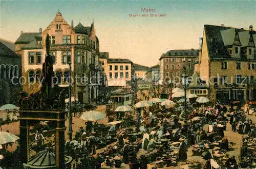 AK / Ansichtskarte Mainz_Rhein Markt mit Brunnen Mainz Rhein