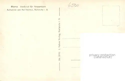 AK / Ansichtskarte Mainz_Rhein Stresemann Denkmal Mainz Rhein