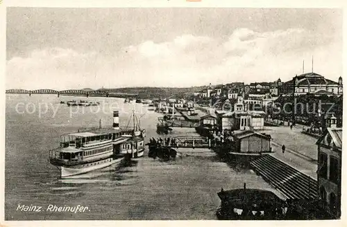 AK / Ansichtskarte Mainz_Rhein Rheinufer Dampfer Anleger Mainz Rhein