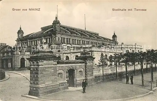 AK / Ansichtskarte Mainz_Rhein Stadthalle mit Terrasse Mainz Rhein