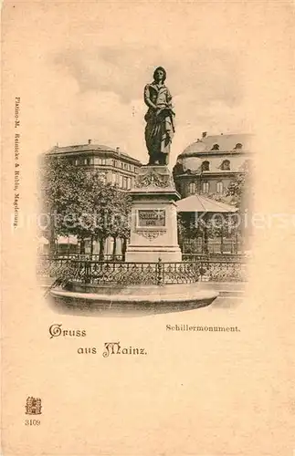 AK / Ansichtskarte Mainz_Rhein Schillerdenkmal Statue Deutsche Reichspost Mainz Rhein
