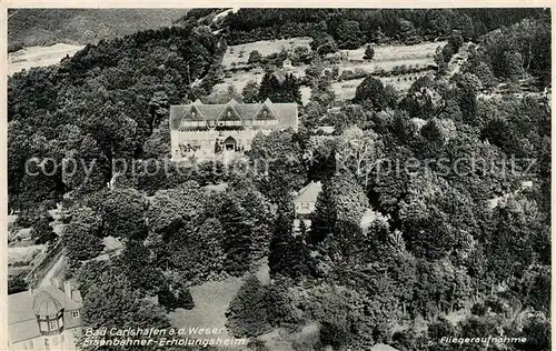 AK / Ansichtskarte Bad_Karlshafen Eisenbahner Erholungsheim Fliegeraufnahme Bad_Karlshafen