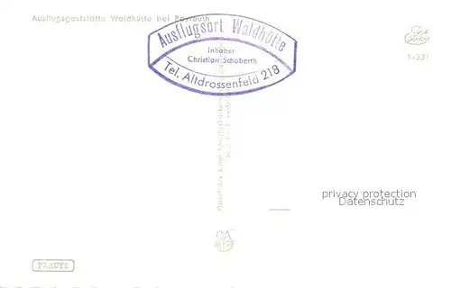 AK / Ansichtskarte Bayreuth Gaststaette Waldhuette Bayreuth