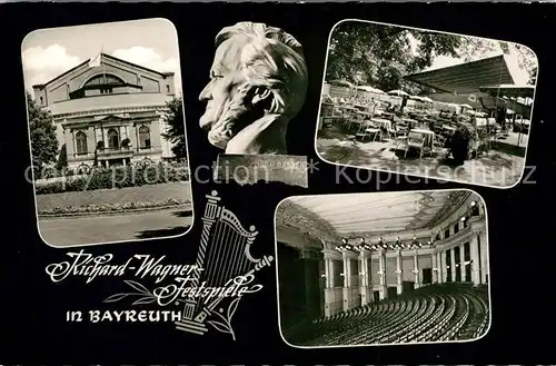 AK / Ansichtskarte Bayreuth Festspielhaus Wagner Portrait Gartenterrasse Festspielsaal Bayreuth