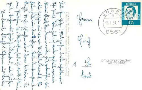 AK / Ansichtskarte Vorra_Pegnitz Schloss Marienkirche Pegnitzpartie mit Hoher Wacht Kirche Inneres Fachwerkhaus Vorra Pegnitz