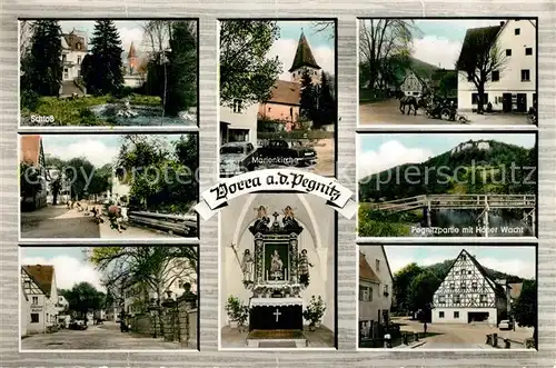 AK / Ansichtskarte Vorra_Pegnitz Schloss Marienkirche Hohe Wacht Altar Fachwerkhaus Vorra Pegnitz