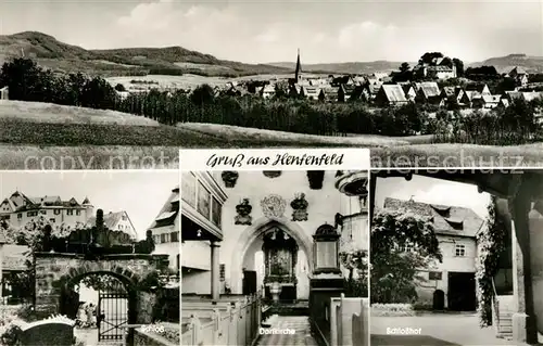 AK / Ansichtskarte Henfenfeld Panorama Schloss Dorfkirche Schlosshof Henfenfeld