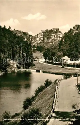 AK / Ansichtskarte Pottenstein_Oberfranken Weihersbachtal mit Burg Pottenstein Felsenschwimmbad Pottenstein_Oberfranken