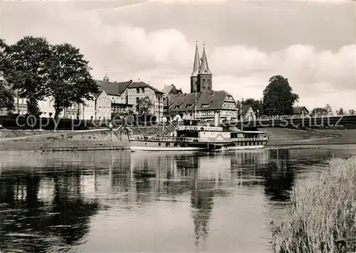 AK / Ansichtskarte Hoexter_Weser Kirche Weserpartie Hoexter Weser