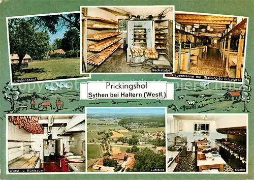 AK / Ansichtskarte Sythen Prickingshof Backstube Bauerntenne Wurst Kuehlraum Fliegeraufnahme Kueche Sythen
