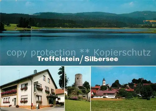 AK / Ansichtskarte Treffelstein Silbersee Gasthaus Emmer Burgturm Panorama Treffelstein