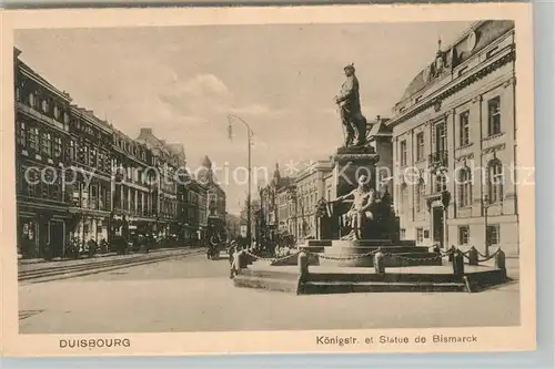 AK / Ansichtskarte Duisburg_Ruhr Koenigstrasse mit Bismarcksaeule Duisburg Ruhr
