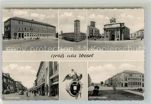 AK / Ansichtskarte Wesel_Rhein Postamt Rathaus Berliner Tor Hohestrasse Wilhelmstrasse Wesel Rhein