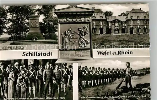 AK / Ansichtskarte Wesel_Rhein Schill Denkmal Citadelle Der letzte Gang der Schillschen Offiziere 1809 Erschiessung der Schillschen Offiziere Wesel Rhein
