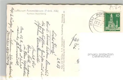 AK / Ansichtskarte Pommelsbrunn Kurhaus Appelsberg Pommelsbrunn