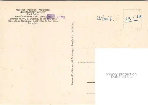 AK / Ansichtskarte Osternohe Gasthaus Schwarzer Adler Osternohe