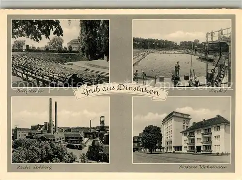 AK / Ansichtskarte Dinslaken Burgtheater Freibad Zeche Lohberg Moderne Wohnbauten Dinslaken