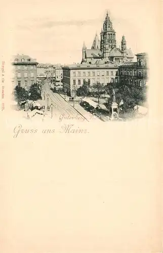 AK / Ansichtskarte Mainz_Rhein Gutenbergplatz Denkmal Statue Dom Deutsche Reichspost Mainz Rhein
