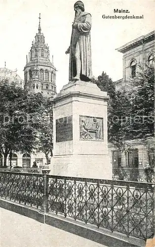 AK / Ansichtskarte Mainz_Rhein Gutenbergdenkmal Statue Dom Mainz Rhein