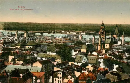 AK / Ansichtskarte Mainz_Rhein Stadtpanorama mit Dom Rheinbruecke Blick vom Stephansturm Mainz Rhein