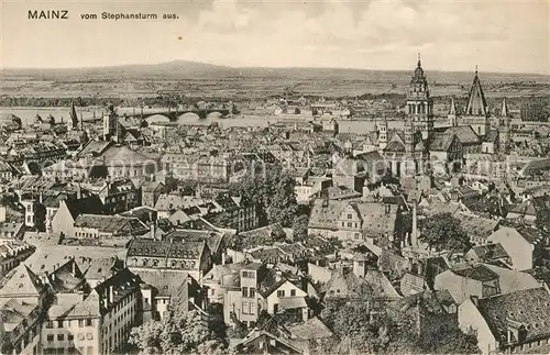AK / Ansichtskarte Mainz_Rhein Stadtpanorama mit Dom Rheinbruecke Blick vom Stephansturm Mainz Rhein