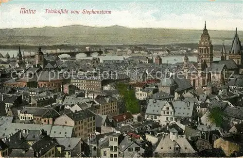 AK / Ansichtskarte Mainz_Rhein Stadtpanorama mit Dom Rheinbruecke Blick vom Stephansturm Mainz Rhein