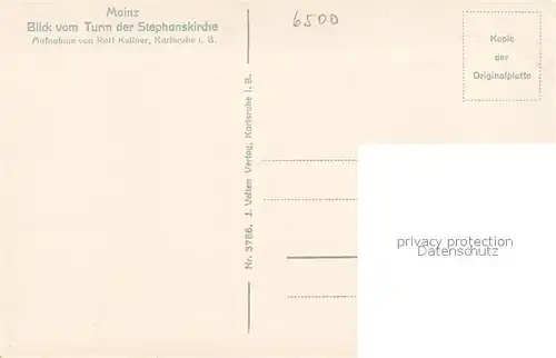AK / Ansichtskarte Mainz_Rhein Stadtpanorama mit Dom Blick vom Turm der Stephanskirche Mainz Rhein