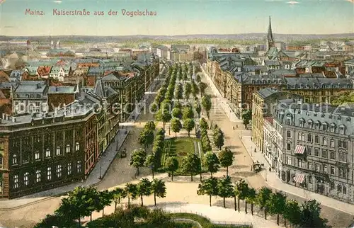 AK / Ansichtskarte Mainz_Rhein Kaiserstrasse aus der Vogelschau Mainz Rhein