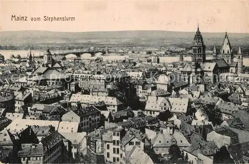 AK / Ansichtskarte Mainz_Rhein Stadtbild mit Dom Blick vom Stephansturm Mainz Rhein