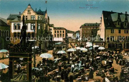 AK / Ansichtskarte Mainz_Rhein Marktplatz mit Brunnen Mainz Rhein