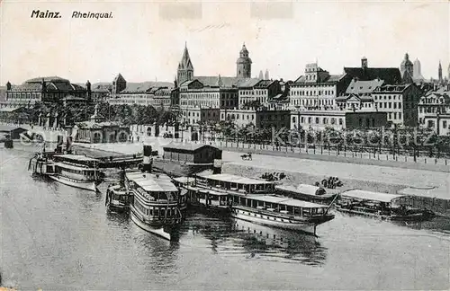 AK / Ansichtskarte Mainz_Rhein Rheinansicht mit Stadthalle und Dom Dampfer Mainz Rhein