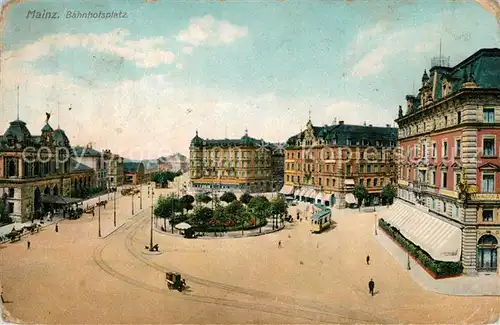 AK / Ansichtskarte Mainz_Rhein Bahnhofsplatz Mainz Rhein
