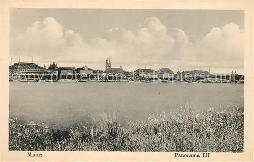AK / Ansichtskarte Mainz_Rhein Uferpartie am Rhein mit Blick zur Stadt Mainz Rhein