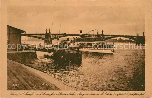 AK / Ansichtskarte Mainz_Rhein Dampfer Anleger Strassenbruecke Mainz Rhein