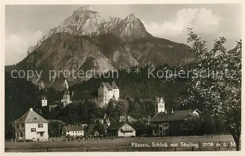 AK / Ansichtskarte Fuessen_Allgaeu Schloss mit Saeuling Fuessen Allgaeu