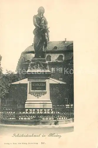 AK / Ansichtskarte Mainz_Rhein Schillerdenkmal Statue Mainz Rhein