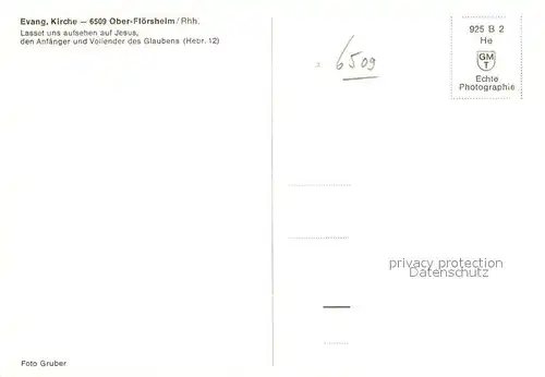 AK / Ansichtskarte Ober Floersheim Evangelische Kirche Innenansicht Psalm Ober Floersheim